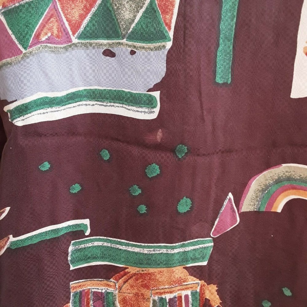 100% Silk Men's Geometric Long Sleeve Button Up - Picture 5 of 6